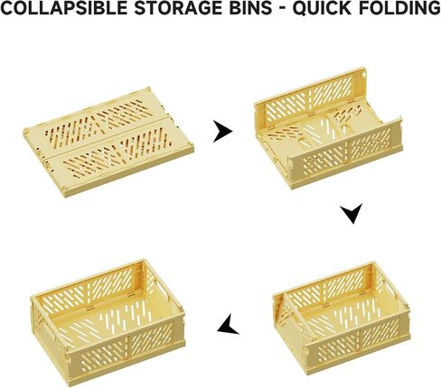 2-Pack Collapsible Plastic Storage Baskets for Organizing, Stackable Storage Bins - Space-Saving for Classroom, Kitchen, Bathroom, Office & Bedroom,Foldable Crates (white,16.89 x 6.46 x 11.54in) in Saudi Arabia