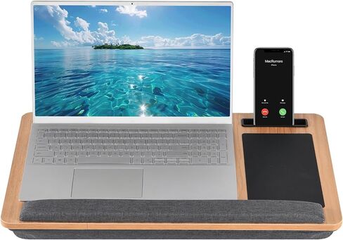 Laptop Lap Desk with Cushion, Computer Lap Desk Fits Up to 17" Laptops with Anti-Slip Strip, Mouse Pad,Carrying Handle and Phone Holder for Bed,Sofa,Black in Saudi Arabia