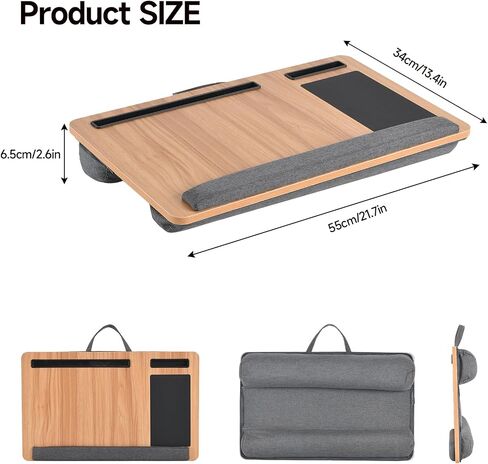 Laptop Lap Desk with Cushion, Computer Lap Desk Fits Up to 17" Laptops with Anti-Slip Strip, Mouse Pad,Carrying Handle and Phone Holder for Bed,Sofa,Black in Saudi Arabia