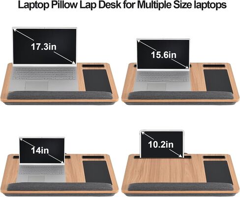 Laptop Lap Desk with Cushion, Computer Lap Desk Fits Up to 17" Laptops with Anti-Slip Strip, Mouse Pad,Carrying Handle and Phone Holder for Bed,Sofa,Black in Saudi Arabia