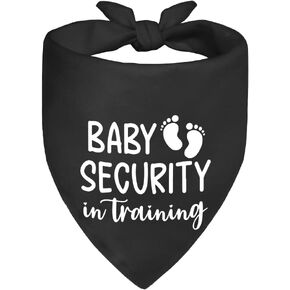 Baby Security in Training Black Dog Bandana, Photoshoot Prop for Pregnancy Birth Announcement Gender Reveal, for New Parent