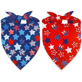4th of July Dog Bandanas, American Flag Patriotic Dog Bandana USA Red White and Blue Pet Scarf for Holiday Festival Dogs & Cats Accessories Gift