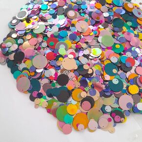 1500 Pieces Flat Assortment Multiple Sizes Top Hole Round Sequins, Bulk Loose Large Top Hole Assorted Multicolor Round Sequins for Craft DIY Sewing Decorations Arts