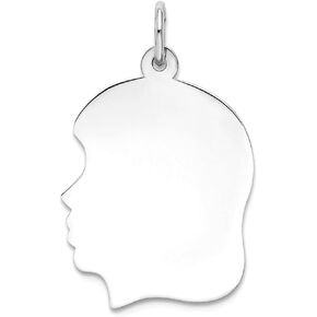 JewelryWeb 14K أبيض الذهب الصلب مصقول وسط واجه مواجهة اليسار مراهق سحر 27x17mm قلادة قلادة واسعة للنساء