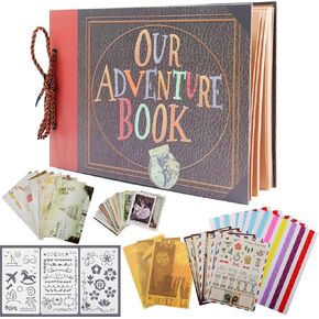 Our Adventure Book Scrapbook Album - 80 Pages Photo Memory Picture Decorative Craft Book,Unique Bridal Engaged Wedding Supplies,Anniversary Travel Kit,Couples Gifts for Him and Her,Autograph Diary