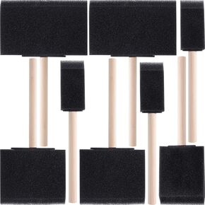 8pcs Foam Paint Brushes, 4 Sizes Sponge Painting Tools with Wood Handle, Sponge Brush for Staining Varnishes DIY Large Area Crafts- Black