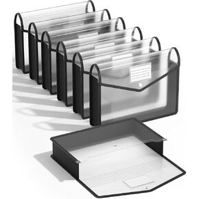 Plastic Expanding File Folder, Transparent envelopes with Snap Closure, No Dividers, Large Capacity, Black File Folder Organizer Holder, Bills&Taxes, Letter/A4 Size for School/Office/Home-7 Pack