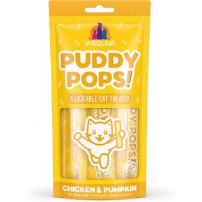 Weruva Puddy Pops, Chicken and Pumpkin Lickable Cat Treats, 0.5oz Tube, Pack of 5