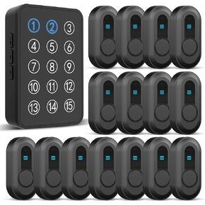 Wireless Caregiver Pager - 500ft Range Nurse Call System with LED Display, 15 Waterproof Call Buttons & 1 Receiver for Elderly, Patients, Disabled at Home, Hospital, Clinic