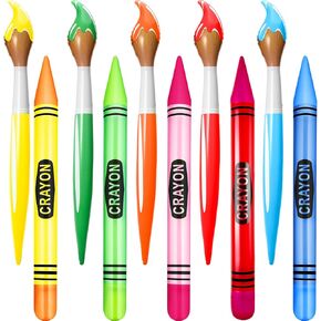 10 Pcs Inflatable Crayons Balloons Decoration Set Giant Large Crayons Paint Brush Hanging Inflatable Decor for Garden Room Birthday Back to School Party Decorations, 10 Designs