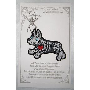 Skeleton Bone Dog Pembroke Welsh Corgi Iron on Patch