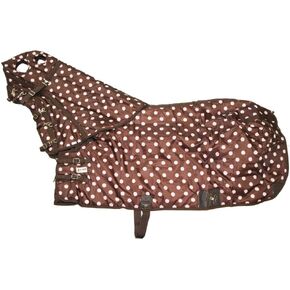 AJ Tack 420D Stable Blanket - Brown with Pink Dots 78"
