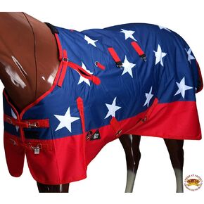 HILASON US Flag 38 in 600D Winter Waterproof Poly Miniature Horse Blanket Belly Wrap | Turnout Blankets for