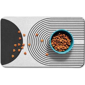 Dog Food Mats for Floors Waterproof, Cat Water Bowl Mats Pet Feeding Absorbent Mat Placemats for Food and Water Black Bohemia 12 * 20 inch