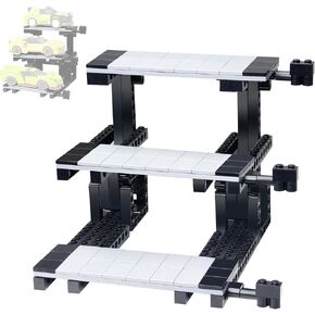 3-Tier Car Display Stand - Compatible with Lego Speed Champions Sets, 2-Piece Multi-Level Building Brick Display Case for Model Cars (Vehicles Not Included)