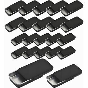DIY Alcohol Push-Pull Box Small Metal Box With Slider Lid-20 Pcs Cookie Tins Metal Tins With Lids Lens Wipes Storage Black Portable Empty Hinged Tin For Organize Jewelry,Craft,Bird Training Insect
