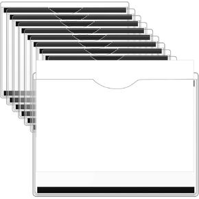 10 Pcs Magnetic File Holder PVC Clear Large File Pouch Paper Holder Organizer for Mail Letters Paper for Whiteboard Refrigerator Cabinets Office Home Teacher Supplies
