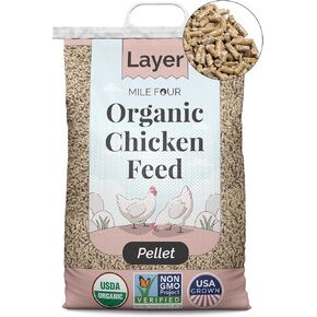 Organic Chicken Feed – Layer Pellet, Non-GMO, USA Grown, 16% Protein, Corn-Free, Soy-Free, Non-Medicated Feed for Chickens, 23 lbs