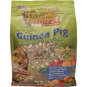 F.M. Brown's Tropical Carnival, Natural Guinea Pig Food, Vitamin-Nutrient Fortified Daily Diet with Vitamin C and High Fiber Alfalfa and Timothy Hay Pellets for Optimum Digestion, 4 lb