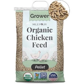 Organic Chicken Feed – Grower Pellet, Non-GMO, USA Grown, 18% Protein, Corn-Free, Soy-Free, Non-Medicated Feed for Chickens, 23 lbs