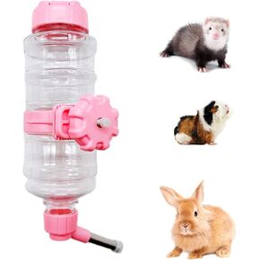 16.7oz Guinea Pig No Drip Water Bottle,Rabbit Hanging Leakproof Water Dispenser,Bunny Automatic Feeder,Ferret Cages Crate Accessories for Chinchilla Squirrel Hedgehog (Pink)