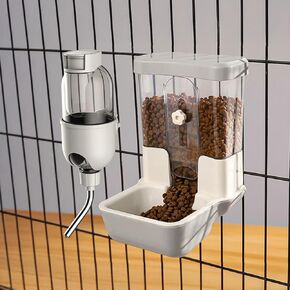Automatic Pet Food Water Dispenser, Auto Gravity Pet Feeder Water Bottle Set for Crate Cage, Feeding Station for Small Dog Cat Rabbit Guinea Pigs Chinchilla Ferret Hedgehog (Gray) in Kuwait