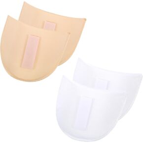 2 Pairs Set-in Shoulder Pads, 1.5cm Foam Shoulder Pads, Breathable Sponge Pads, Shoulder Enhancer Sewing Supplies for Women Men Sloping High Low Shoulders Blazer Suit T-Shirt (Flesh Color+White)