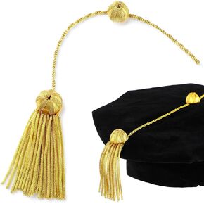 Doctoral Tam Gold Bullion Tassel Graduation Academic Metallic Tassel Doctoral Graduation Gifts for Graduate Hat Accessory