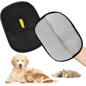 Pet Hair Remover Gloves (2 Pack) – Electrostatic Grooming Gloves for Dogs & Cats, Double-Sided Deshedding for Furniture, Carpet, Car Seat & Laundry – Reusable Fur Removal Tool