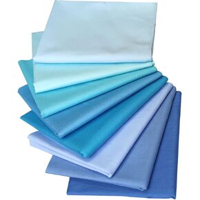 8pcs Fat Quarters 100% Cotton Fabric Bundles Blue Precut Fabric Squares 18"x22" for DIY Quilting Sewing Patchwork Crafts