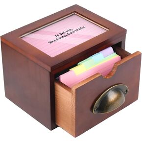 3x5 Index Cards Holder, Wood Index Card Organizer Box Flash Card Holder Recipe Cards Holder, Recipe Flash Card Holder for Home Office Orgainzer