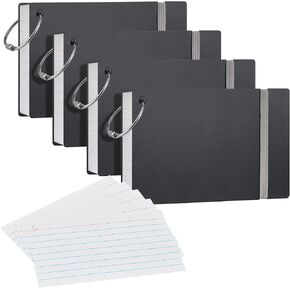 Heavyweight Ruled Index Cards 3x5, 200 Count Flash Cards with Rings and Cover, White Note Cards Lined for Home, Office