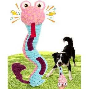 Swooflia Dog Rope Toy - Interactive Cute Dinosaur Squeaky Plush Toys No Stuffing, Teeth Cleaning for Small Medium and Large Dogs, Durable Puppy Tug of War Chew Toy for Training and Play