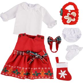 BABESIDE 7 Pcs Reborn Doll Clothes and Doll Accessories Set for 17-22 Inch Dolls,Christmas Gingerbread Man Doll Dress with Bag and Christmas Stocking Decoration( Dolls not Included)