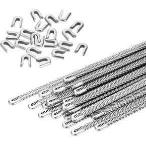 PATIKIL 20 Pcs 10 Inch 304 Stainless Steel Metal Steel Spiral Corset Boning, Metal Boning with 20pcs 5mm Boning Tips for Sewing Corset, Making Costume,Hoop Skirt, Collar (5mm Wide)