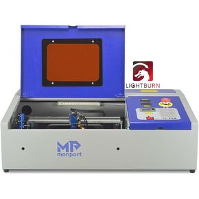 Monport 40W 2.0 Laser Engraver (8" X 12"), Lightburn Compatible CO2 Laser Engraver & Cutter with Adjustable Laser Head, Air Assist, Red Dot Guidance, 3 LED Monitor Display and Water Cooling System