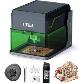UTKA A1 5W Mini Laser Engraver,High Speed 8000mm/min Laser Cutter, Portable Laser Engraving Machine for Wood,Leather,Acrylic,Painted Metal,Laser Class1 Mini Engraver with 3.93 * 3.93in Engraving Area
