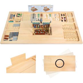 WOOD CITY Building Baseplate Table for Lego, Building Tray Board with Storage and Classify, Activity Sensory Platform Table for Adults Children and Seniors with Lazy Susan