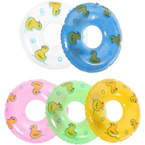 Gadpiparty 5Pcs Mini Swim Rings for Dollhouse - Inflatable Pool Float for Kids Dolls - Baby Pool Toys