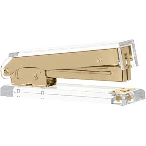 Punch & Stick | Acrylic Lucite Gold Stapler | Designer Office Supplies | Office Desk Accessory | Clear Stationery | Elegant Office Desk Gift