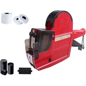 2-Line 20 Digits Price Label Gun with Letters A-Z,Pricing Labeler with 5 Rolls/2800 Stickers 3 Inkers,Tag Maker Machine for Office Retail Shop Grocery Store Yard Sale