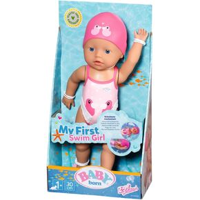 BABY born 835302 My First Swim Girl 30 cm Badepuppe, bewegliche Weapon Beine, schwimmt durchs Wasser, Wasserdicht und Ohne Batterien verwendbar