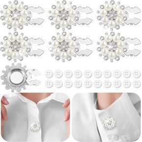 6 Sets Button Covers Rhinestone Covers with 20 Pcs 11 Mm/0.43" Sewing Buttons Crystal Clip on Jewelry Women Men for Sewing DIY Craft Decor Embellishment(Silver,Classic)