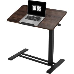 FLEXISPOT H7 PRO Mobile Standing Desk Adjustable Overbed Table Pneumatic with Wheels 90°Tiltable Portable Laptop Desk Rolling Computer Cart Foldable Bedside Table(31.5" W x 17.7" D, White)