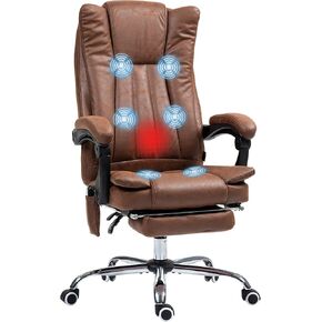 Vinsetto Microfiber Office Chair, High Back Computer Chair with 6 Point Massage, Heat, Adjustable Height and Retractable Footrest, Gray