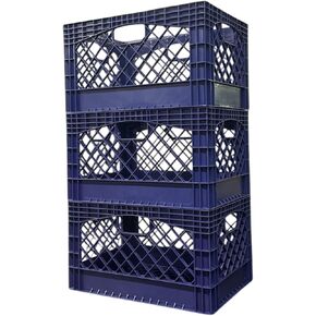 Juggernaut Storage Heavy Duty Stackable Milk Crates, 24 Quart Capacity, Purple, 19W x 13L x 11H inches, Set of 3