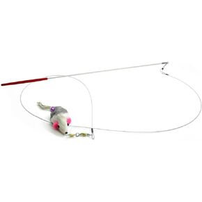 Kats'n US Rabbit Fur Cat Toy Wand - ماوس فروي مع جرس ، فئران ألعاب تفاعلية للقطط ، لعبة الترفيه Cat - الماوس الرمادي 2 بوصة in Kuwait