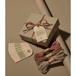 Vitalizart Textured Kraft Wrapping Paper Set 17" Roll with Twine Ribbons & Gift Tags Eco-Friendly Extra Thick All-in-One Kit for Christmas Gift Wrapping Birthday Baby Shower Wedding Handmade Crafts 197"(16.4 Ft) Beige Ribbon 15 Yard