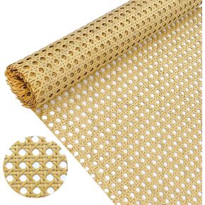 Plastic Cane Webbing Roll, 18 Inch x 3.3 Ft Handwoven Synthetic Poly Rattan Weaving Material, PE Rattan Mesh Sheet Caning Repair Supplies for DIY Furnitures Chairs Beds Cabinets Ceilings