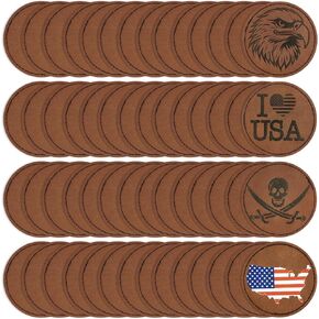 J.CARP 64Pcs Blank Leatherette Hat Patches with Adhesive, Laserable Leatherette Patch, Heat Press/Transfer Iron-on Leather Patches for Hats Clothes Repair Rectangle Mix